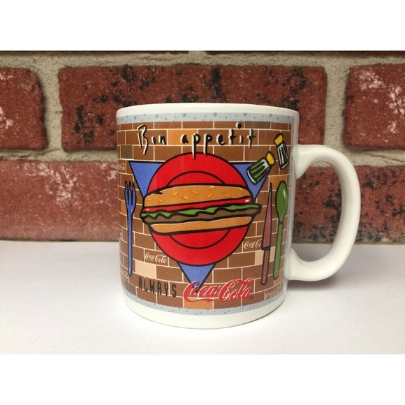Coca Cola Coffee Mug Always a Picnic Bon Appetite 1995 Enesco Coke Collectible - Picture 3 of 6